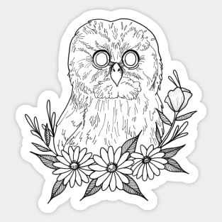 Owl with flowers Sticker